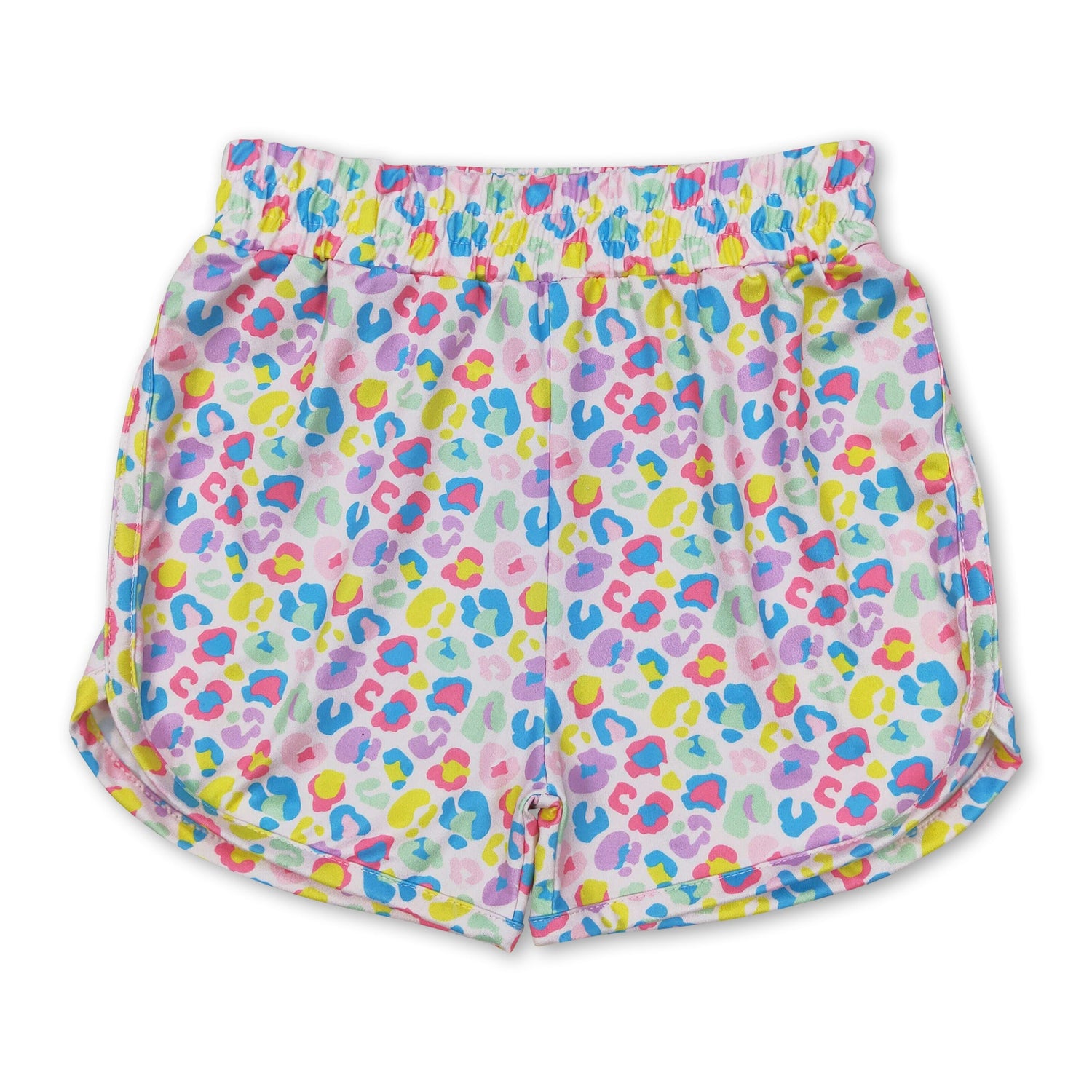 Colorful leopard elastic waist kids girls summer shorts