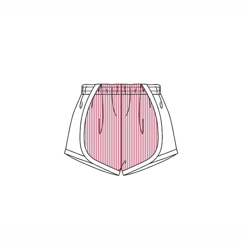Pink strip white kids girls summer shorts