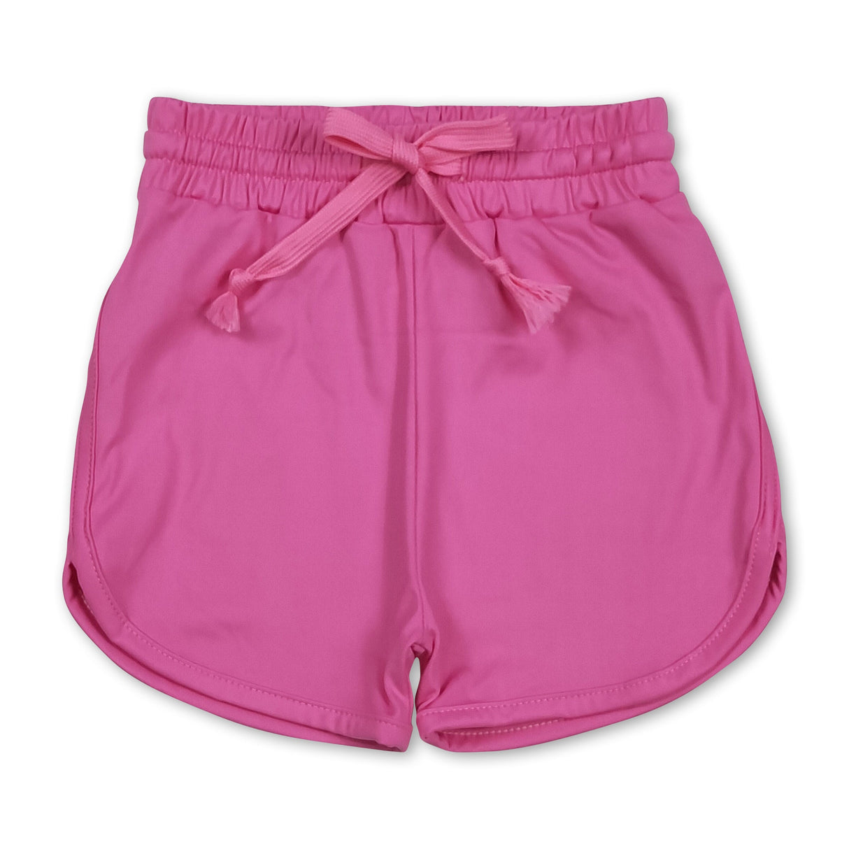 Hot pink elastic waist kids girls active wear yoga shorts