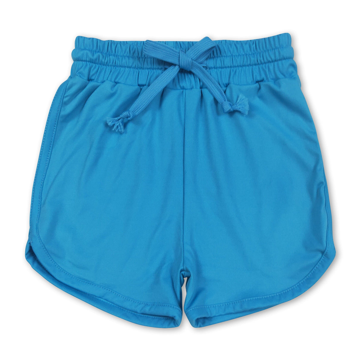 Blue elastic waist kids girls active wear yoga shorts