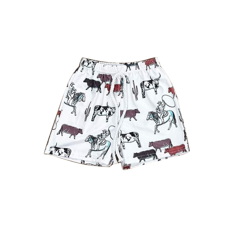 Cows cactus rodeo western kids boys summer shorts