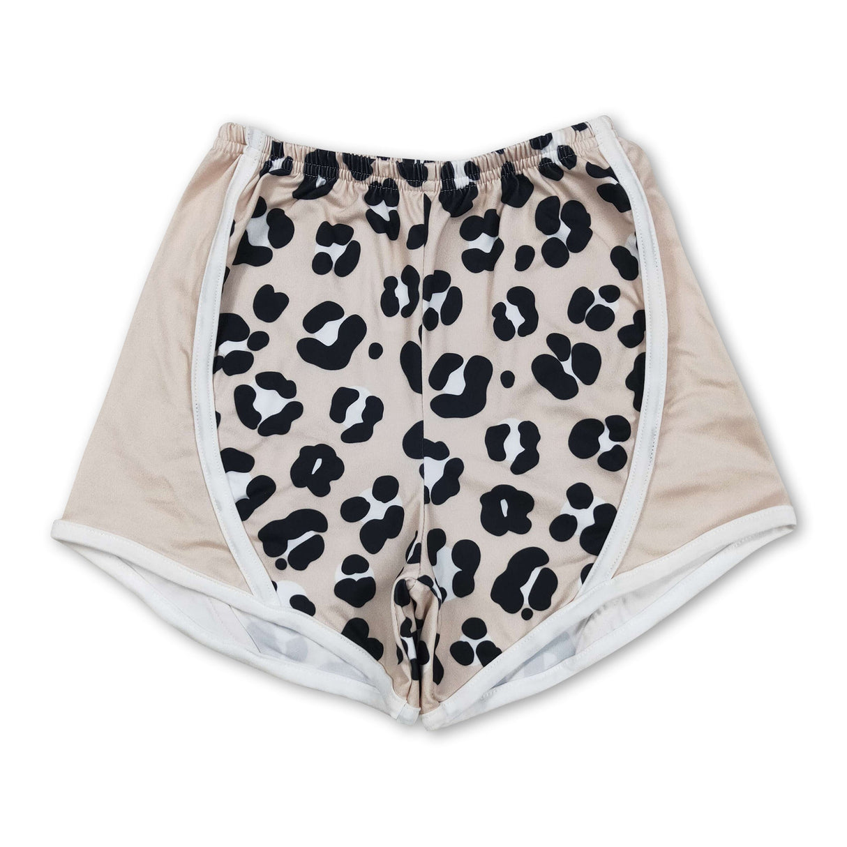 Khaki leopard patchwork baby girls summer shorts