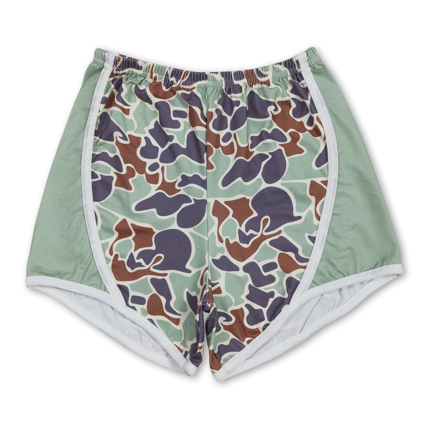 Mint camo patchwork baby girls summer shorts