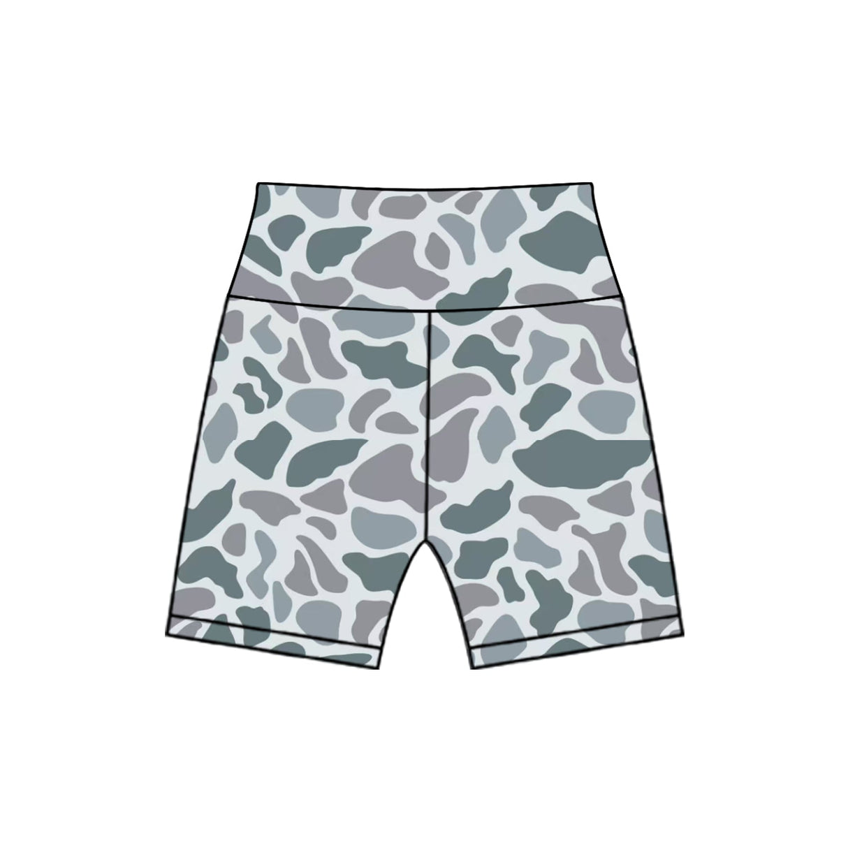 High waist grey camo girls summer shorts