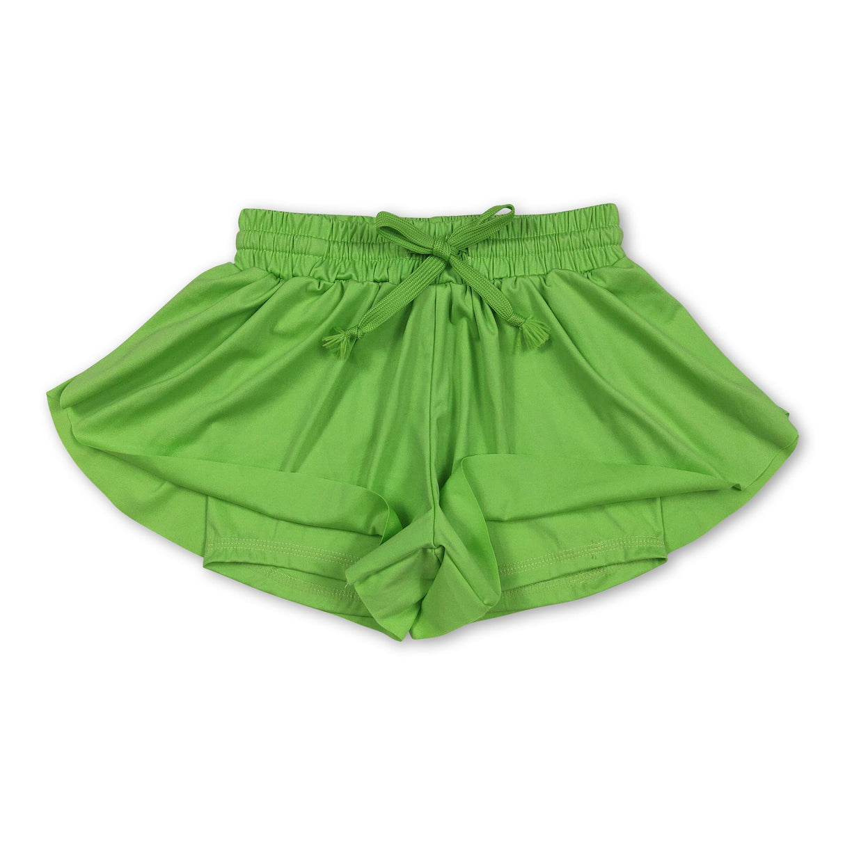Green kids girls activewear summer yoga shorts