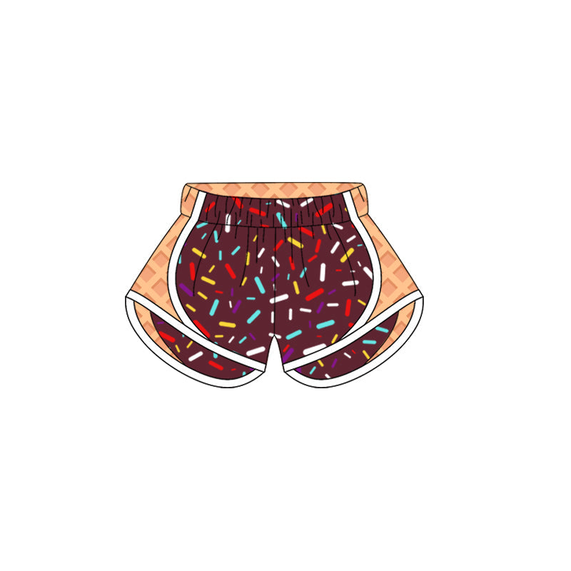 Brown sprinkle ice cream kids girls team summer shorts