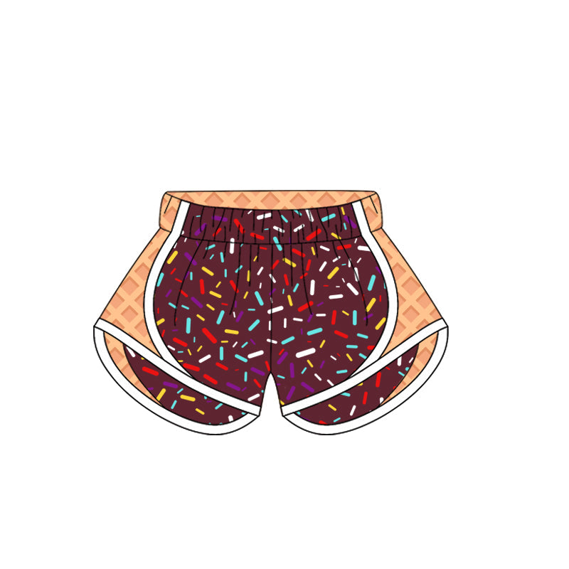 Brown sprinkle ice cream adult women team shorts