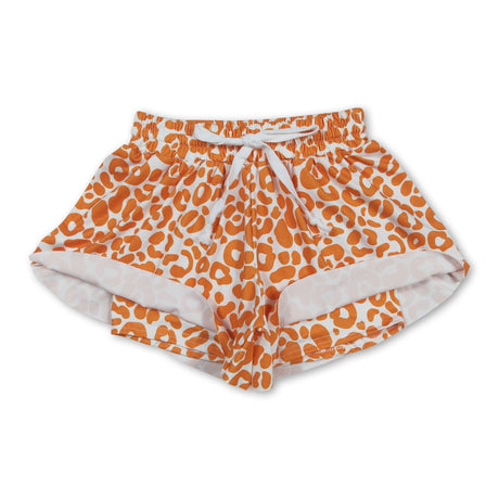 Orange leopard baby girls summer shorts