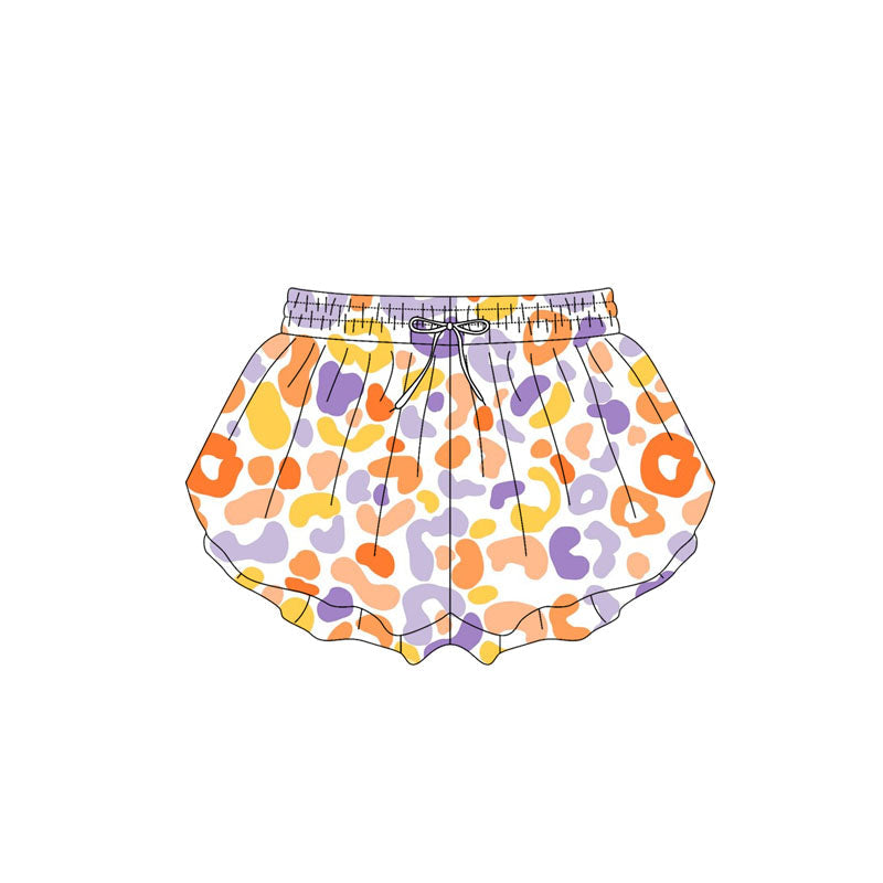 Yellow purple leopard baby girls summer shorts