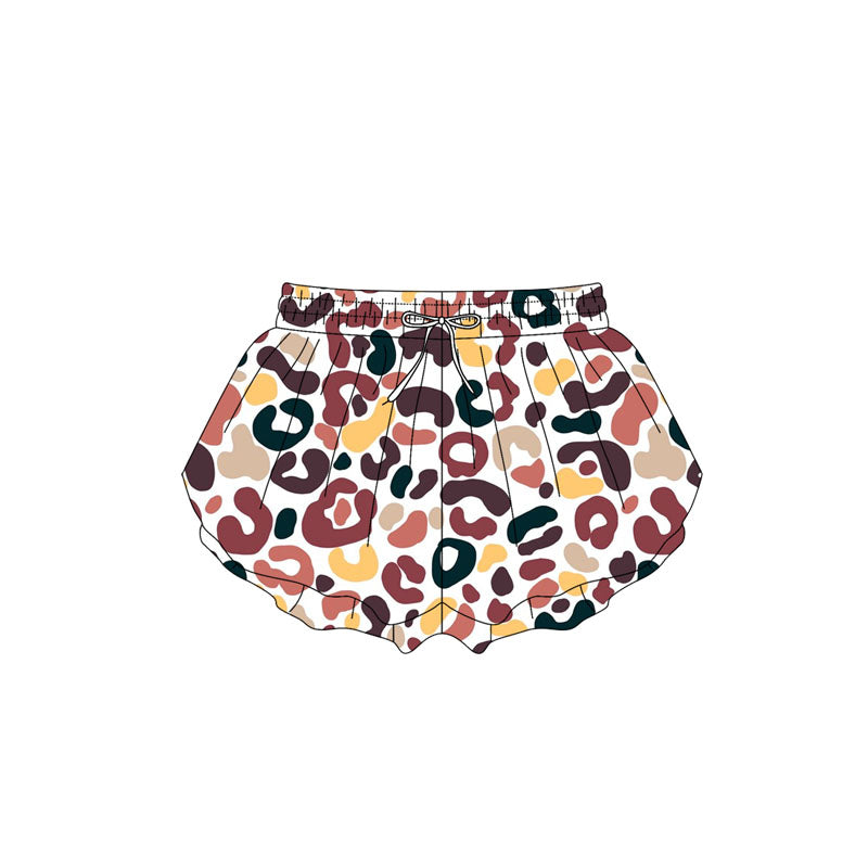Black maroon leopard baby girls summer shorts
