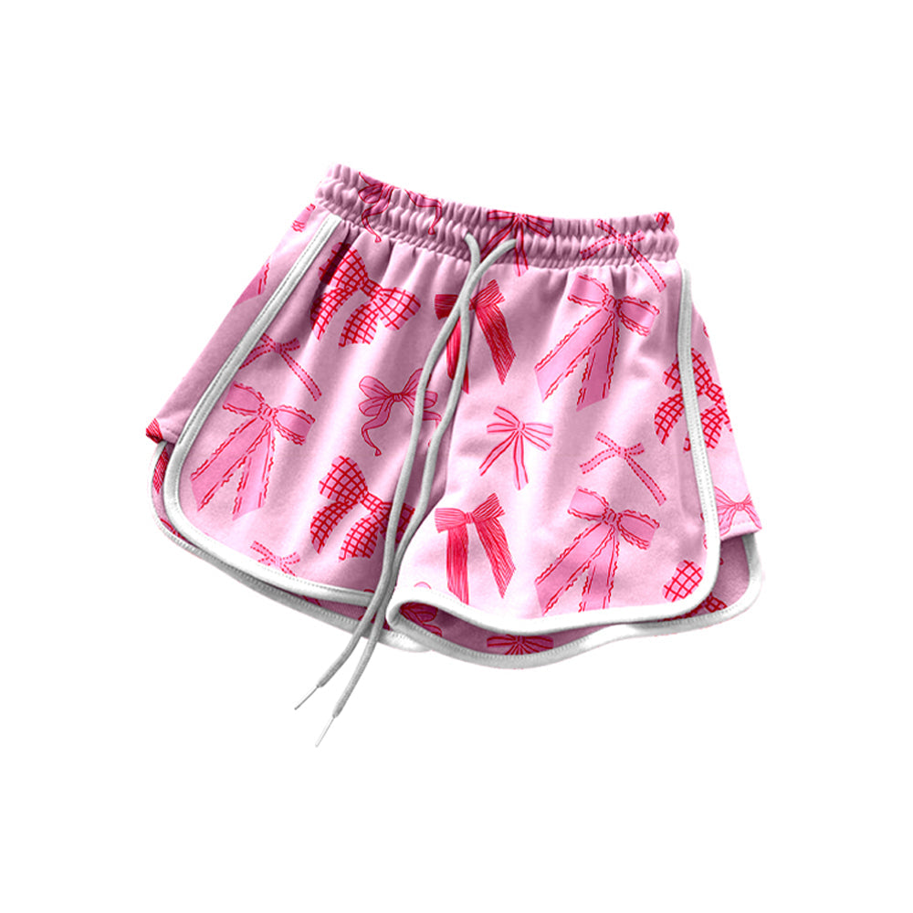 Pink bows elastic waist baby girls summer shorts