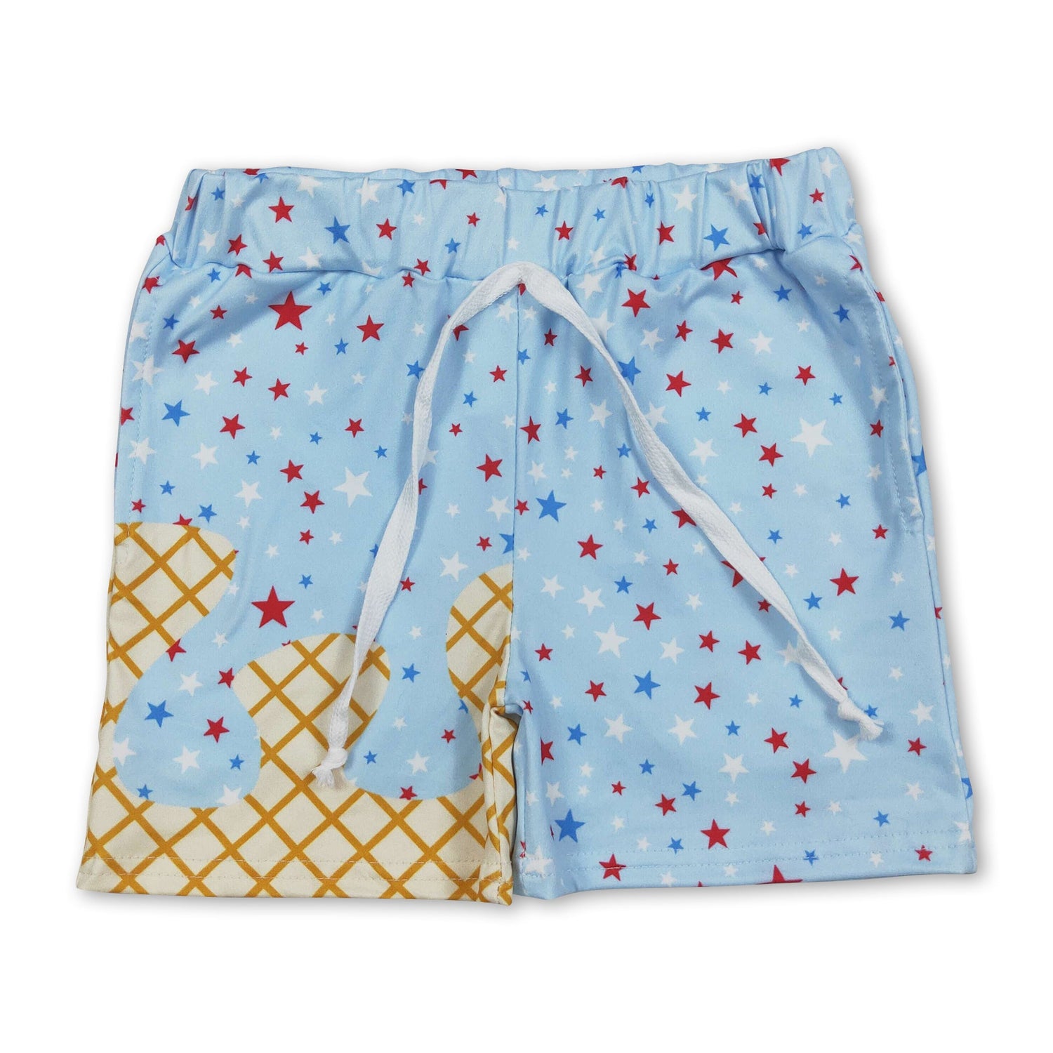 Light blue stars ice cream boys 4th of july shorts