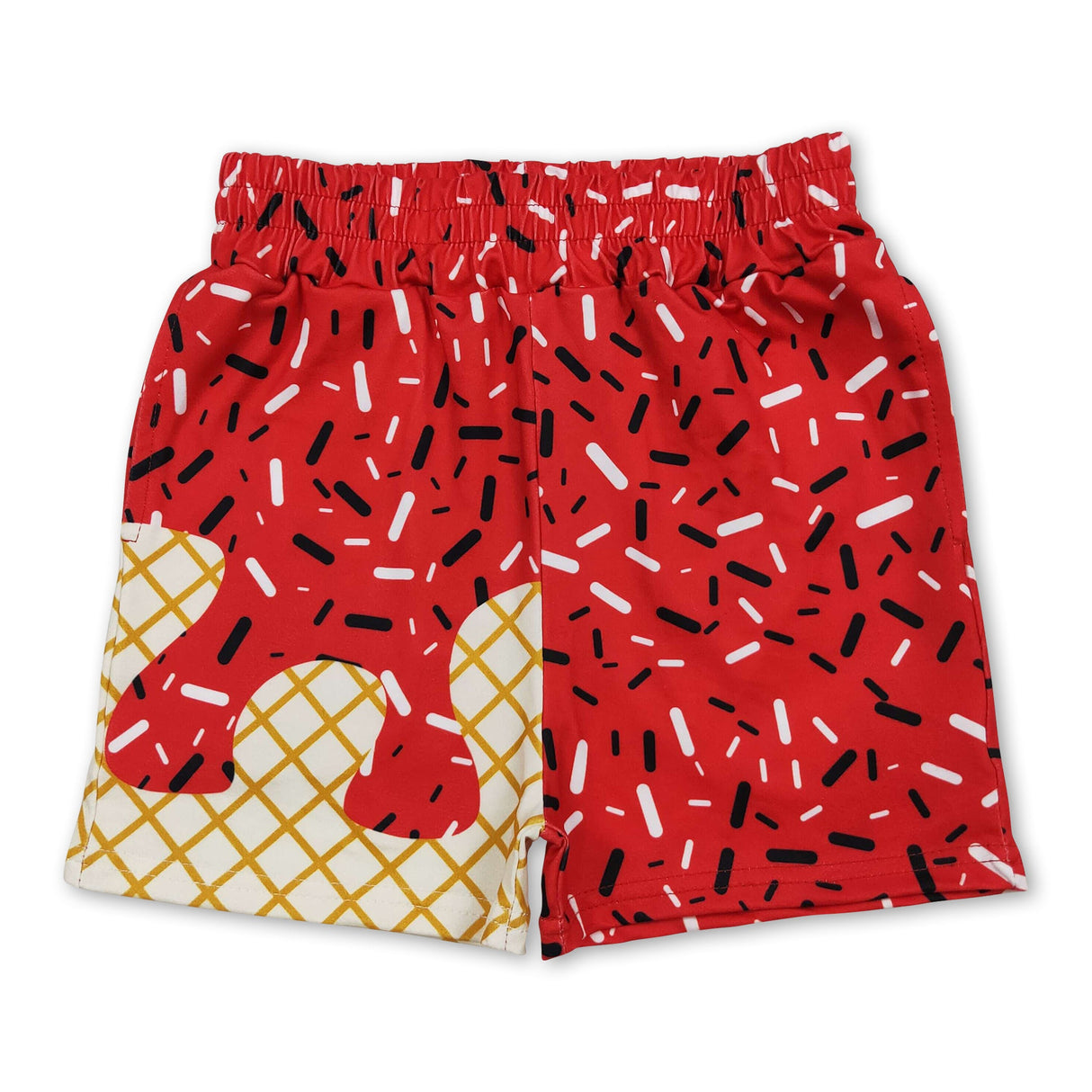 Red ice cream sprinkle kids boys summer shorts