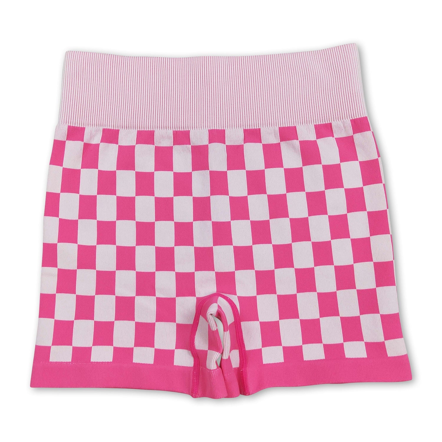 Pink plaid sleeveless adult women activewear shorts