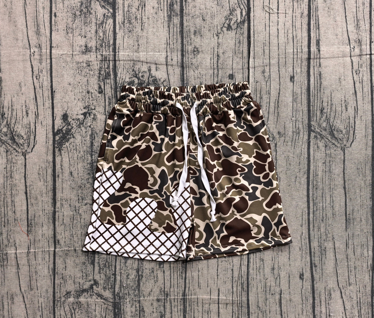 Dark brown camo ice cream kids boys summer shorts