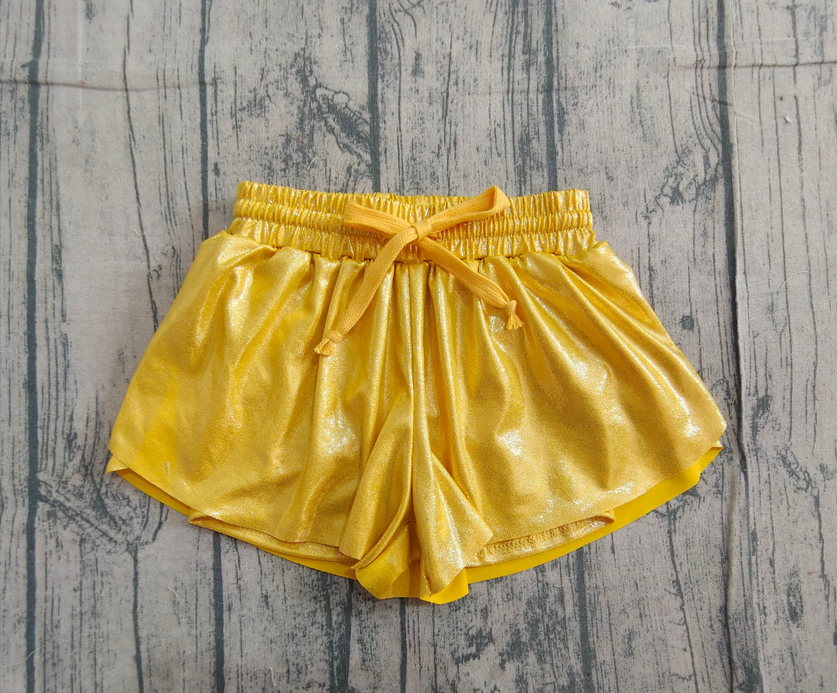 Yellow drawstring kids girls shorts
