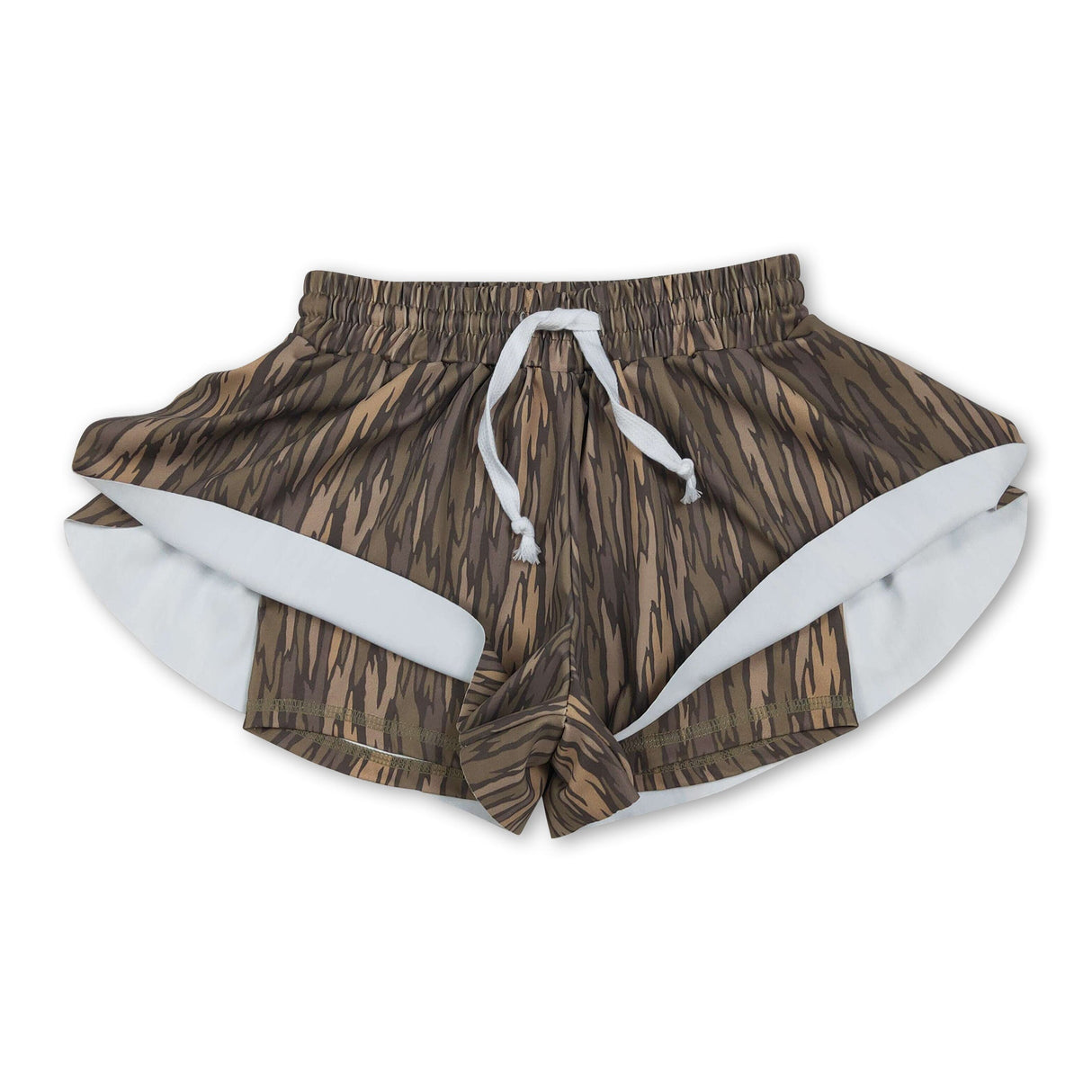 Olive camo kids girls summer active shorts