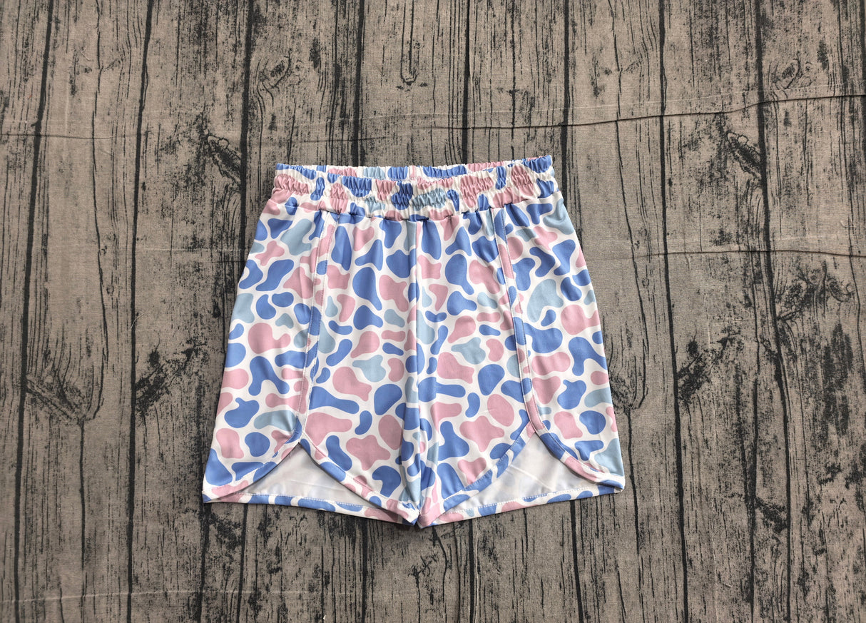 Pink blue camo adult women summer shorts