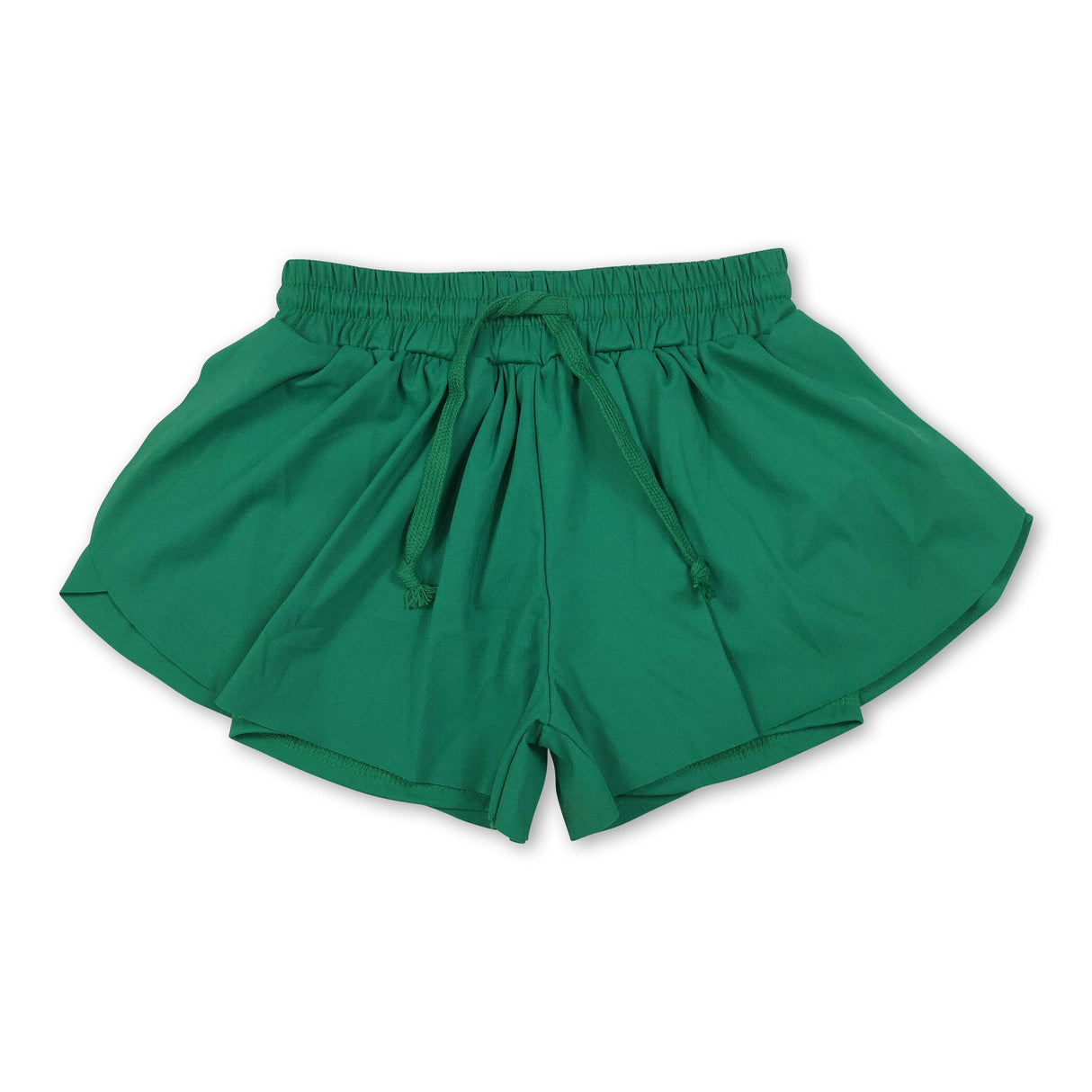 Green elastic waist kids girls active butterfly shorts