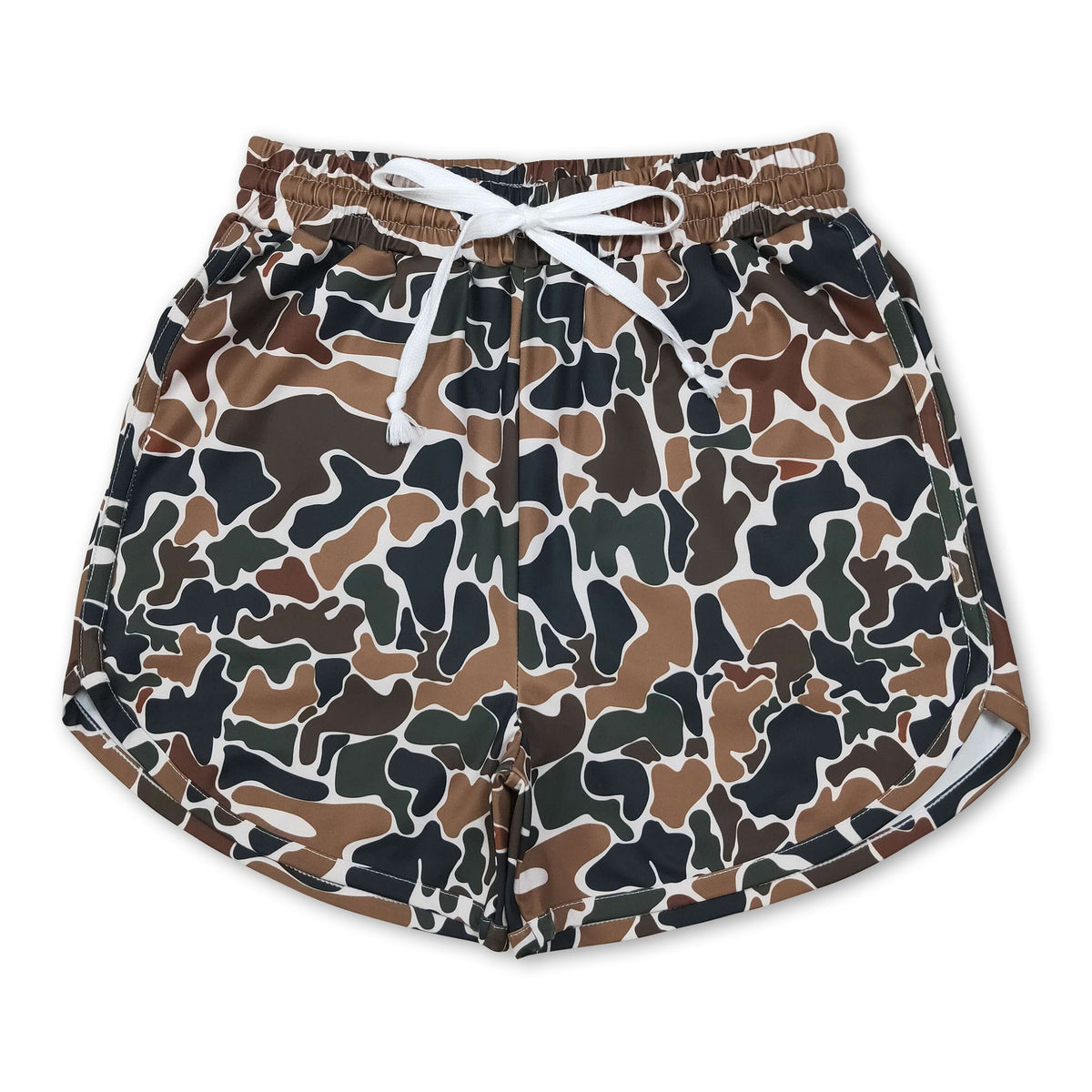 Brown camo adult women active shorts