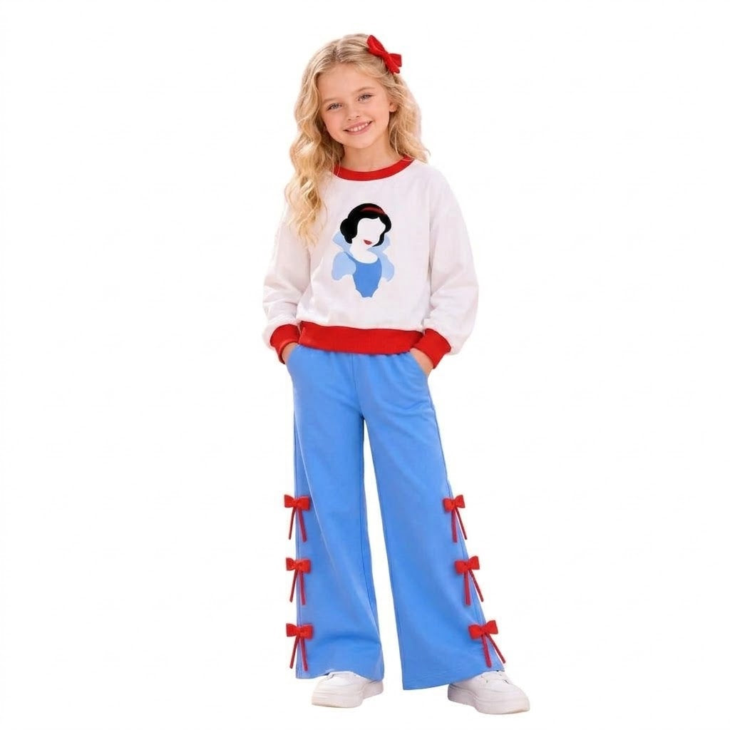 MOQ 5 Long sleeves princess top bow pants girls outfits