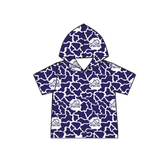 MOQ 5 pcs frog camo short sleeves boys team hoodie