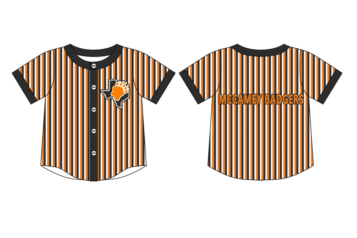MOQ 5 pcs short sleeves orange stripe boy team button down shirt