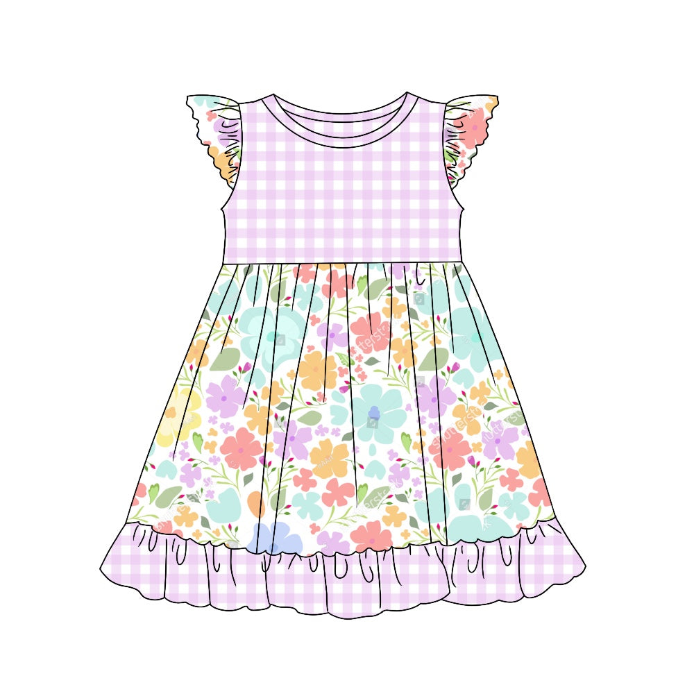 Deadline April 22 flutter sleeves floral plaid baby girls dress