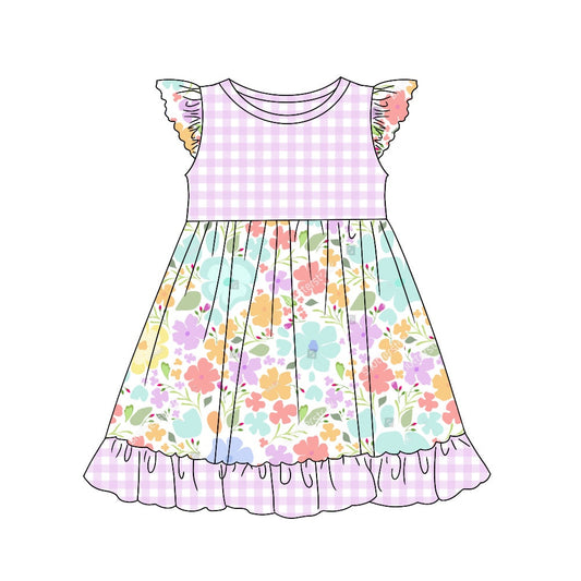 Deadline April 22 flutter sleeves floral plaid baby girls dress
