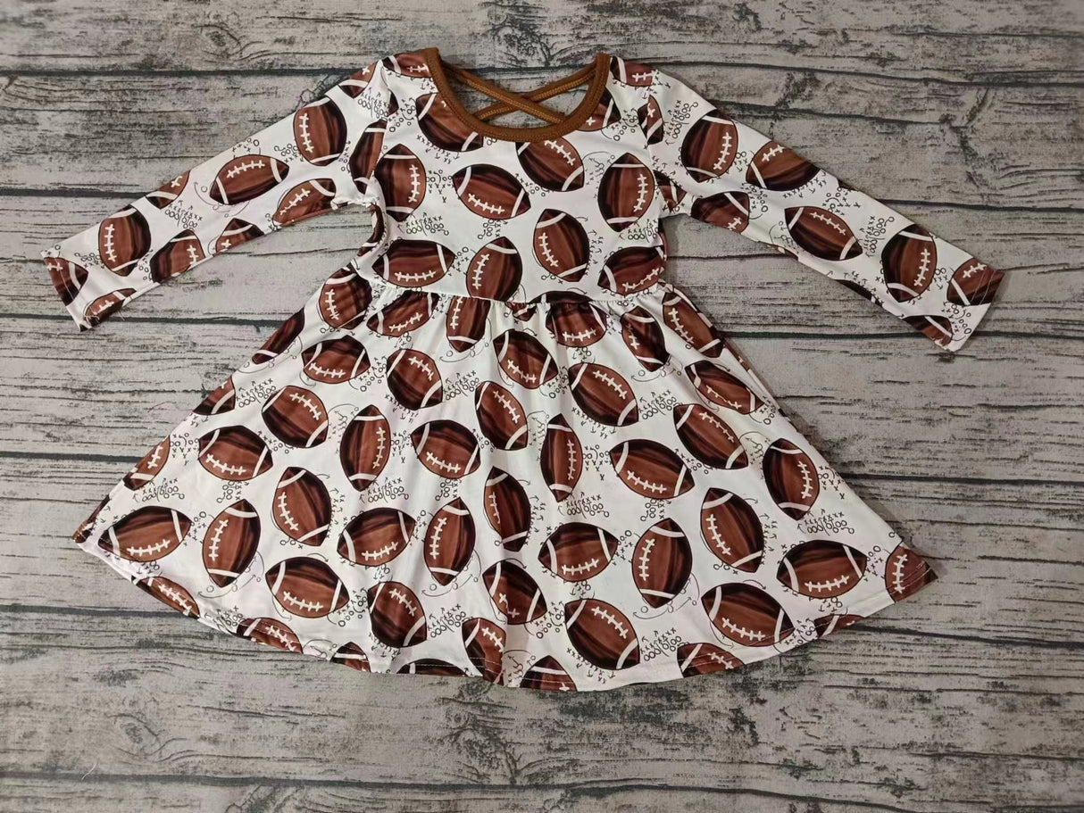 MOQ 3 pcs long sleeves brown football girls team dresses