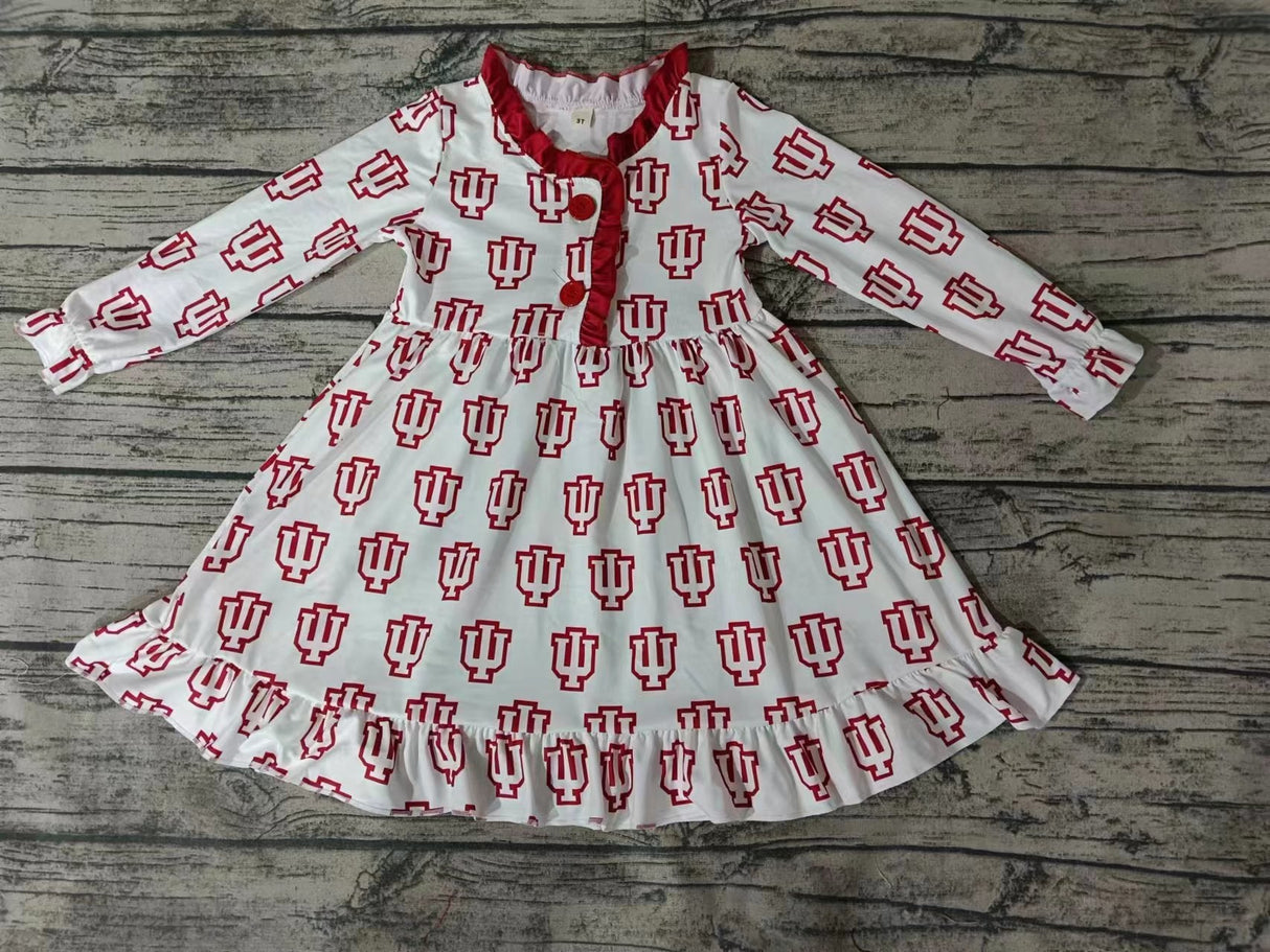 MOQ 3 pcs I U white long sleeves girls team night gown