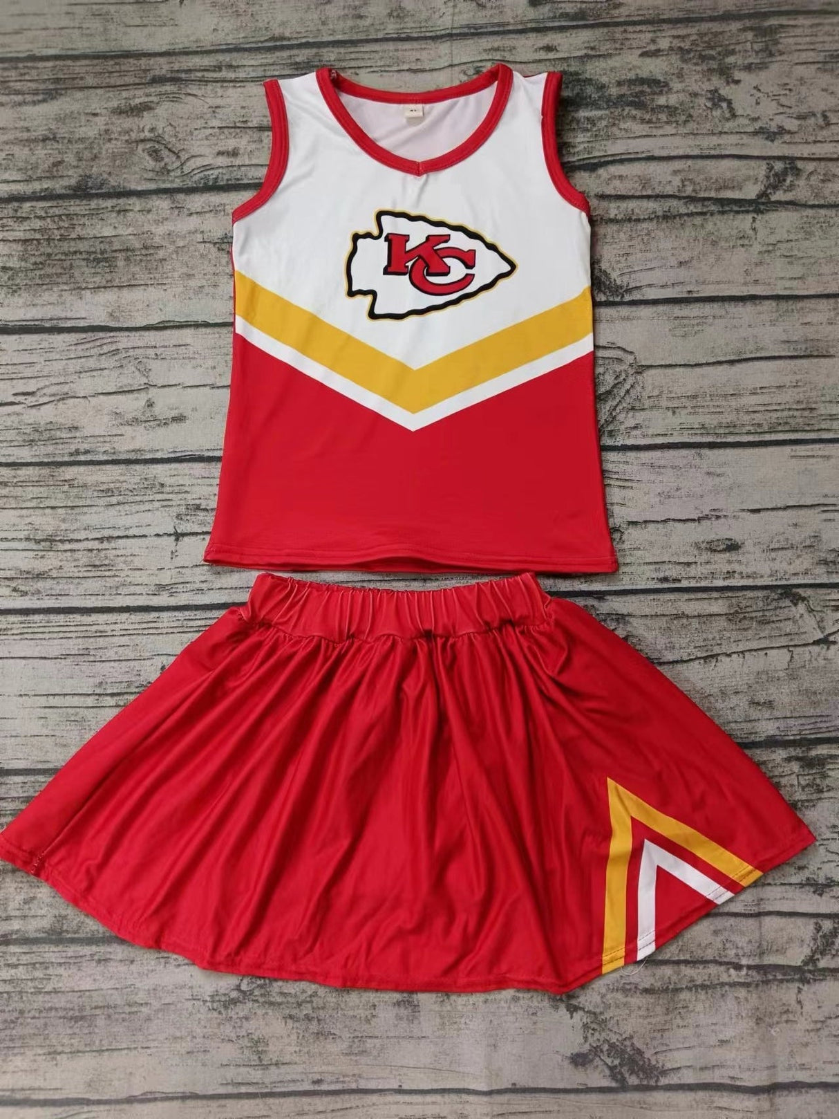 MOQ 3 pcs K C red top skirt girls cheer clothes