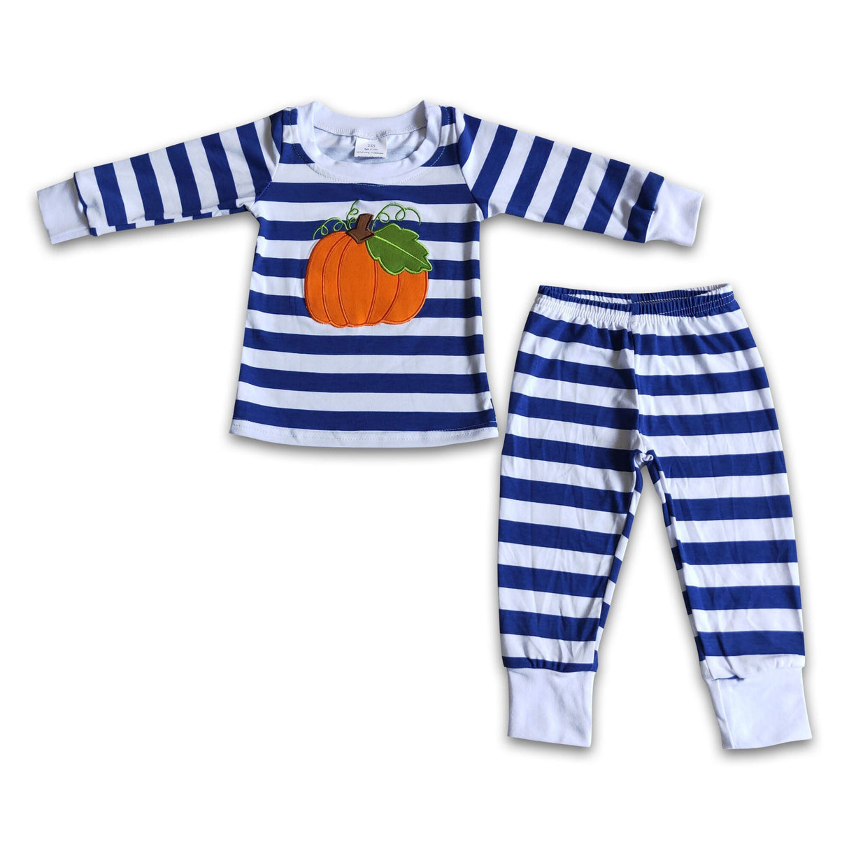 Boy Pumpkin Blue Striped Outfit