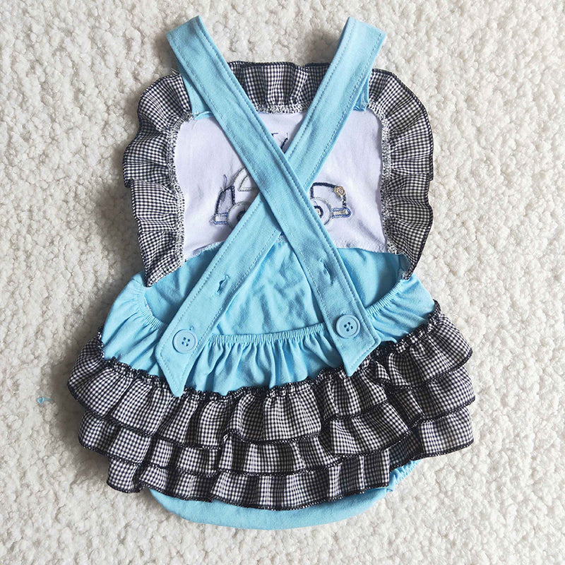 Girl Police car embroidery bubbles