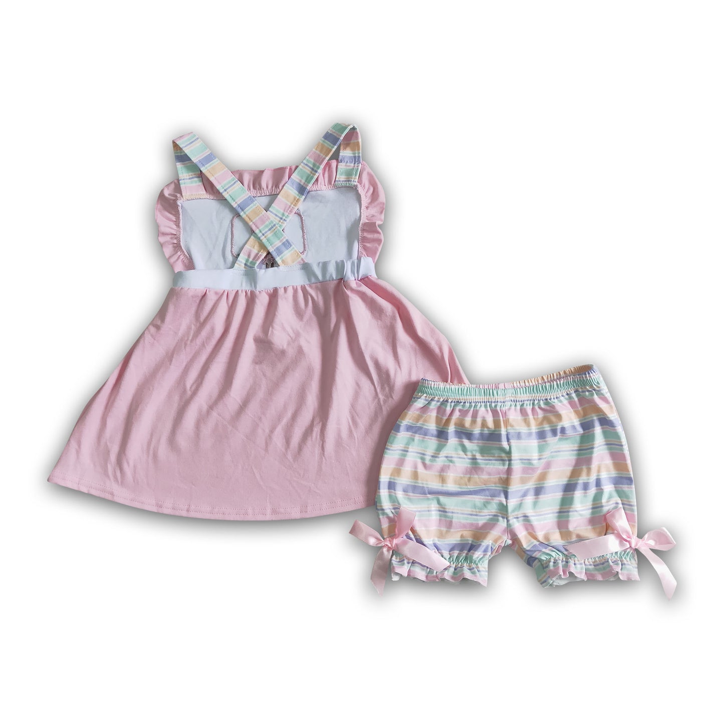 Popsicle embroidery stripe shorts girls summer clothes