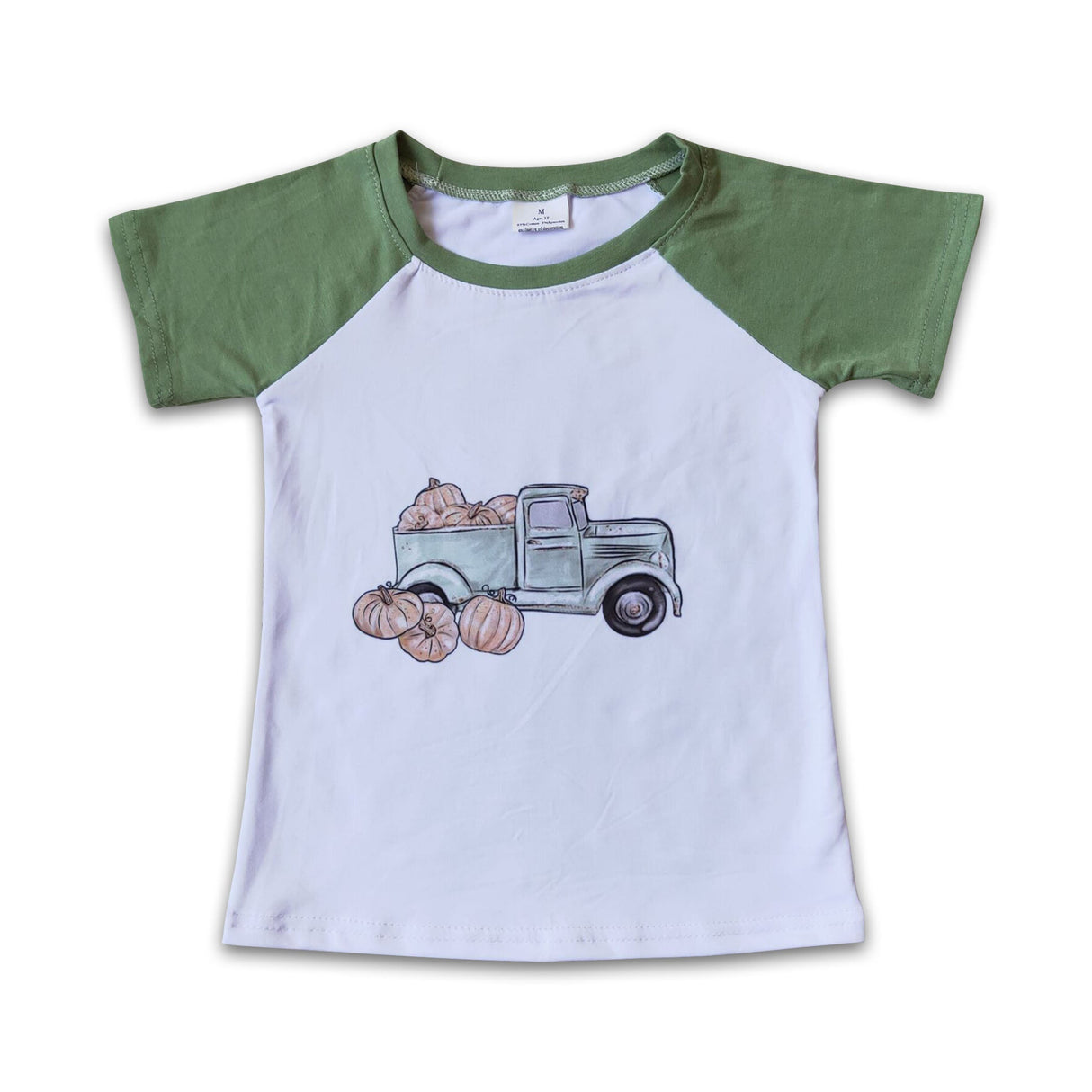 Pumpkin truck short sleeve boy fall raglan