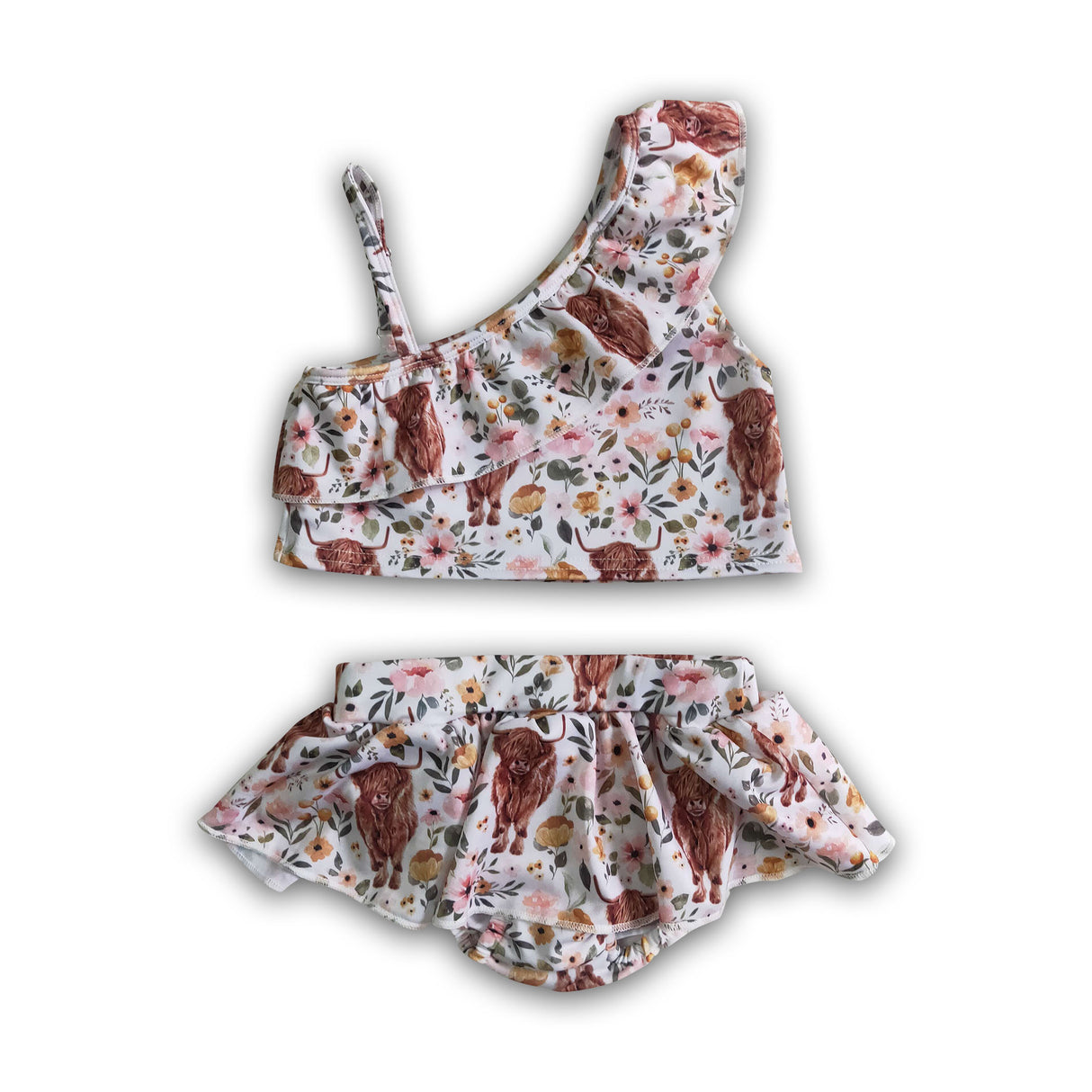 Cow print cute baby girls summer swimsuit