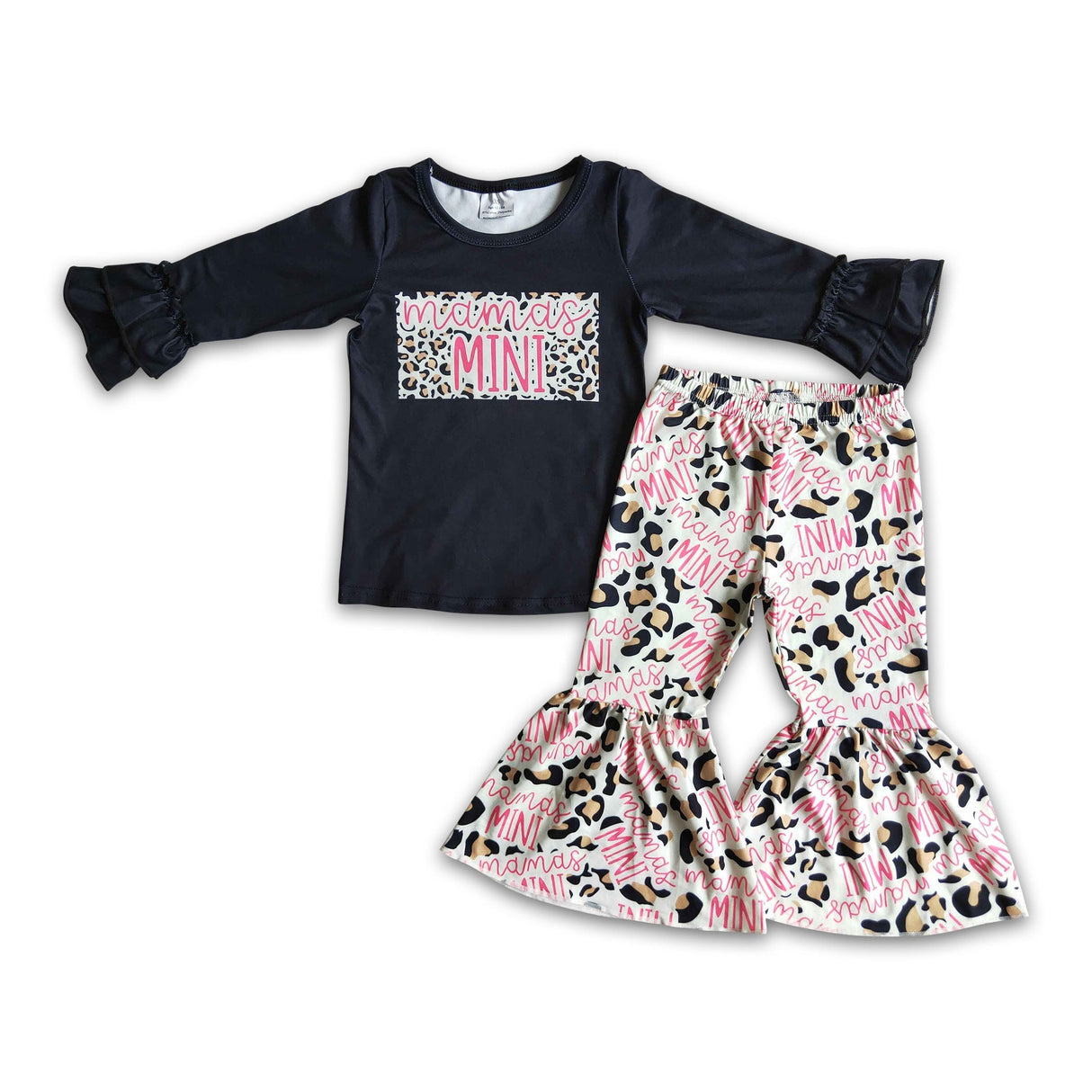 Mamas mini black shirt bell bottom pants girls boutique clothing