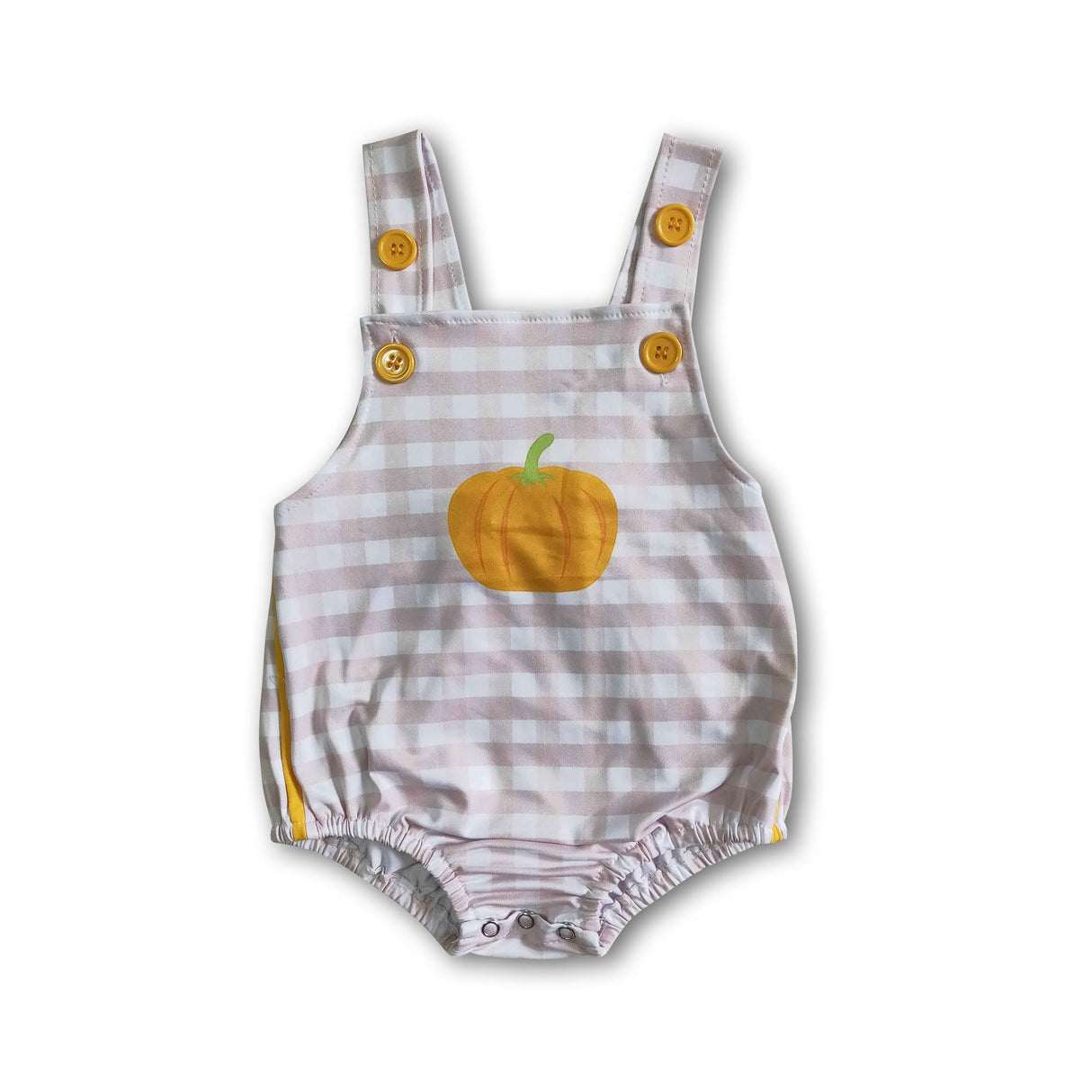 Sleeveless pumpkin plaid baby boy romper