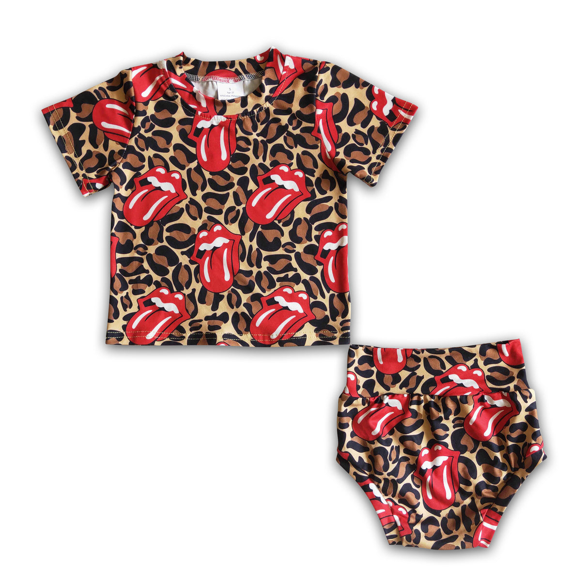 Tongue leopard short sleeve shirt bummies singer baby girls clothes