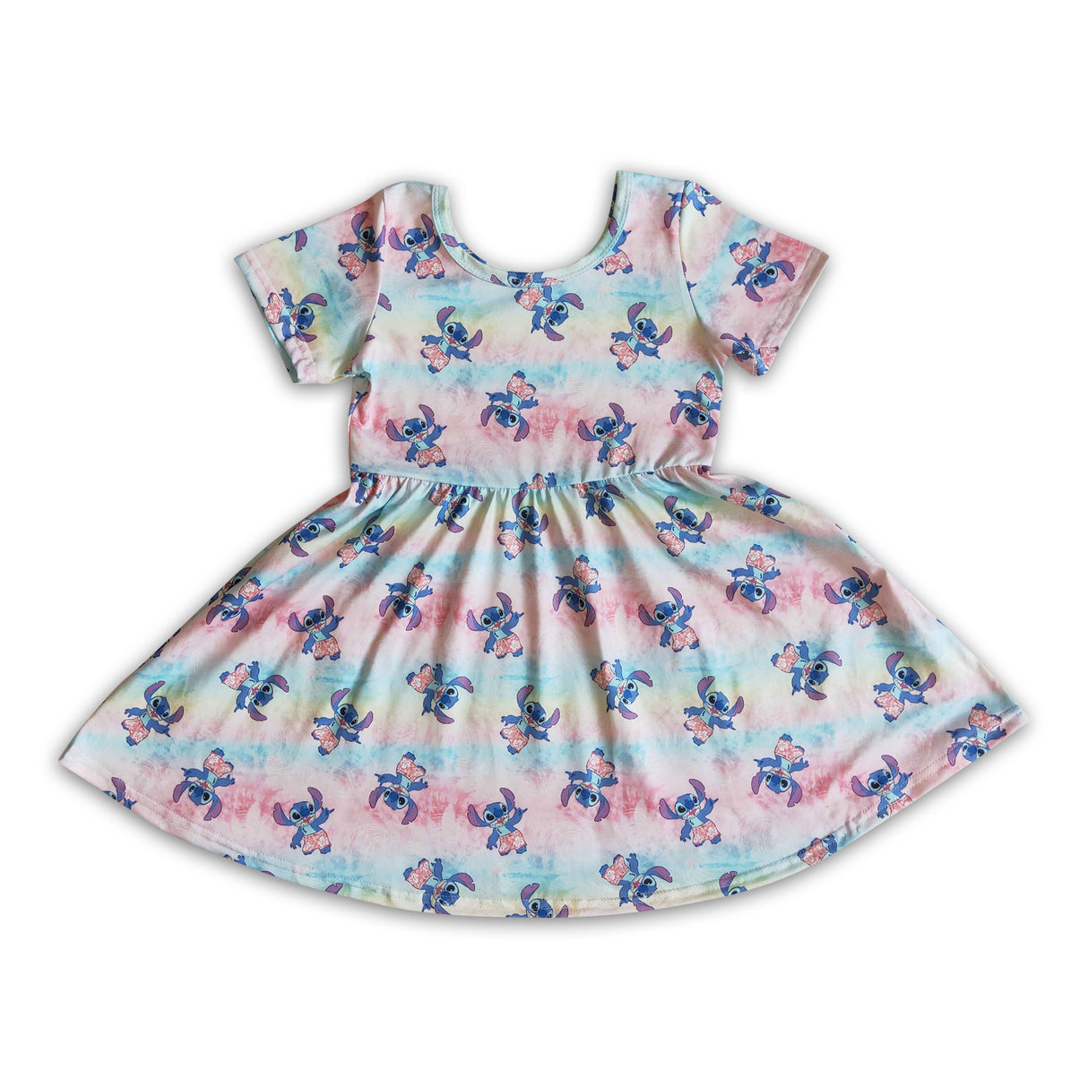 Short sleeve cute koala print baby kids girls twirl dresses