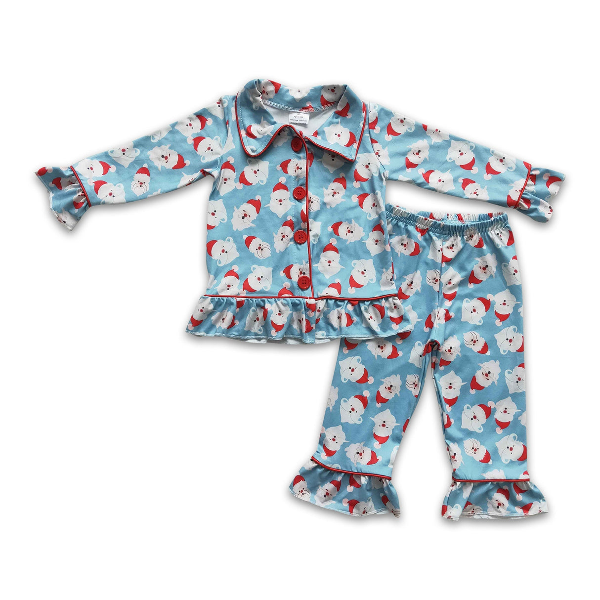 Santa print baby girls Christmas pjs