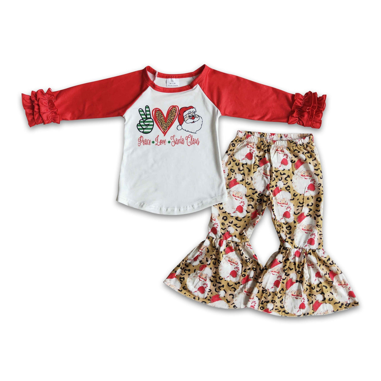 Peace love Santa children Christmas clothing girls