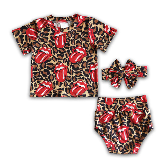 Tongue leopard short sleeve shirt bummies singer baby girls clothes