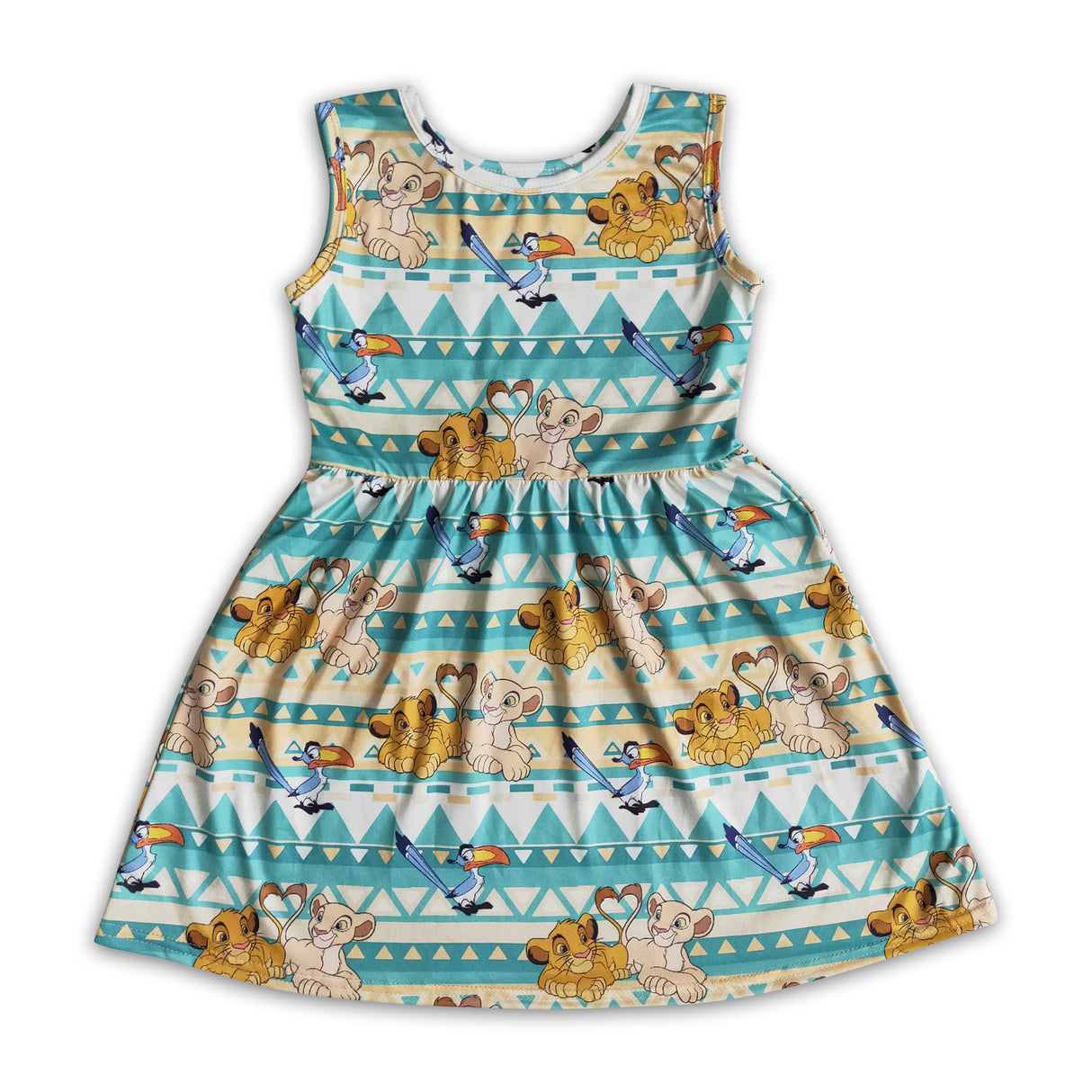 Lion print sleeveless baby girls summer dresses