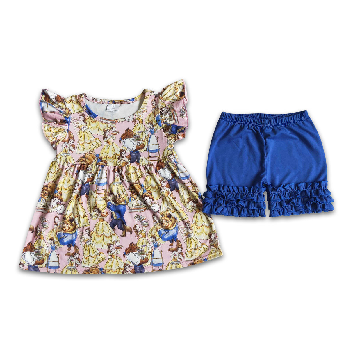 Cute beauty flutter sleeve ruffle shorts set