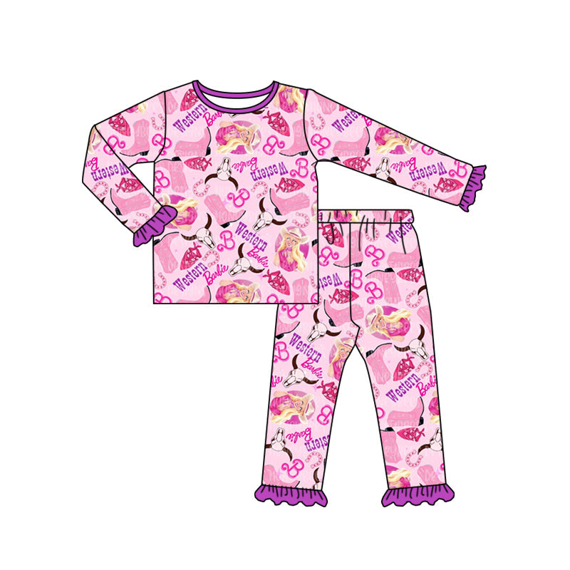 MOQ 5 pink boots western party girls pajamas