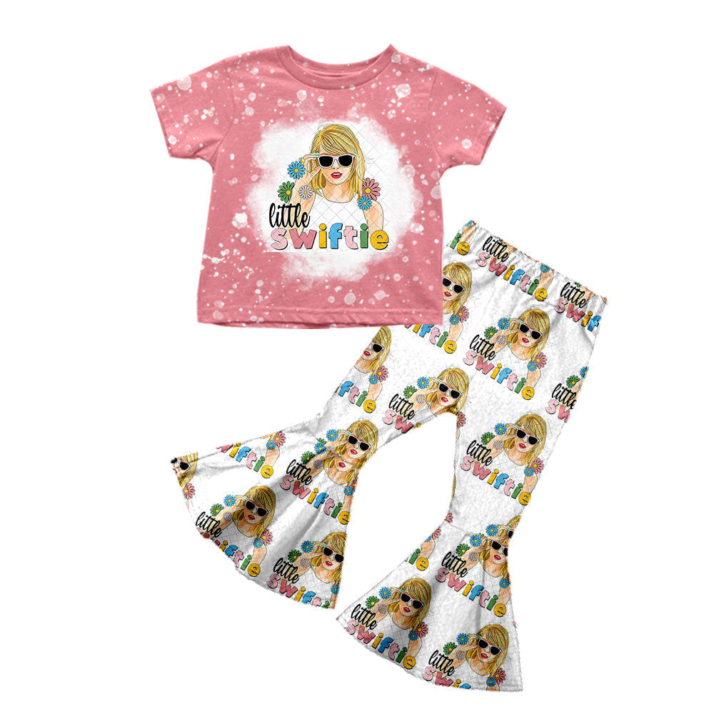MOQ 3 Little bleached top flower pants ears singer girls outfits