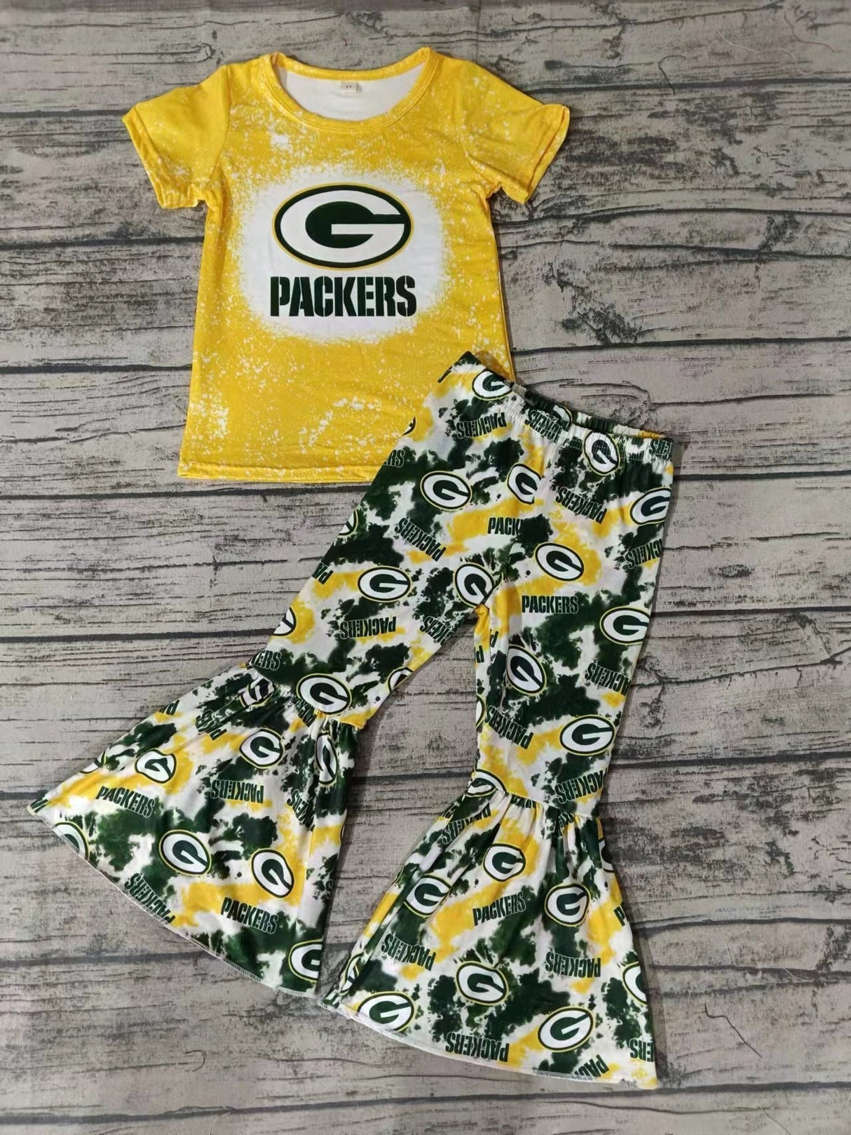 MOQ 3 pcs Yellow green G kids girls team outfits