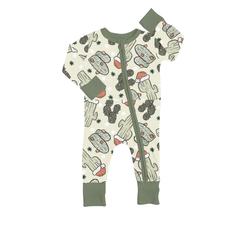 MOQ 5 PCS cactus hat baby boy Christmas zipper romper